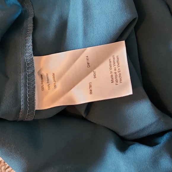 Motherhood Maternity Peacock blouse shirt teal pregnancy collared LARGE - Picture 4 of 5